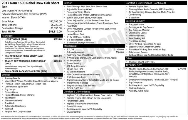 2017 Ram 1500 Rebel Crew Cab 4x4 5'7" Box