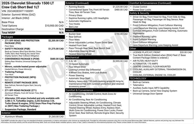 2026 Chevrolet Silverado 1500 4WD Crew Cab Standard Bed LT