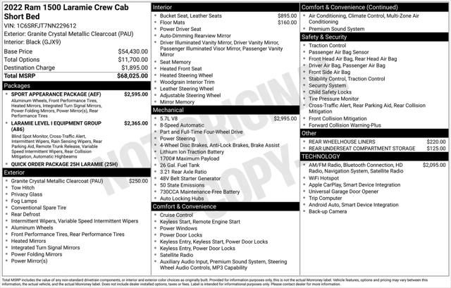 2022 Ram 1500 Laramie Crew Cab 4x4 5'7" Box