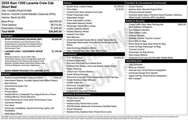 2020 Ram 1500 Laramie Crew Cab 4x4 5'7" Box