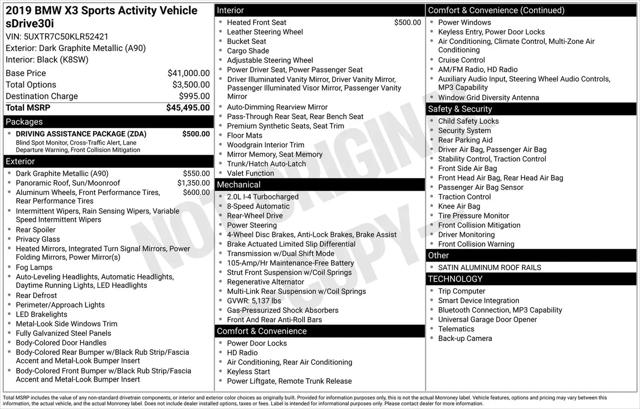 2019 BMW X3 sDrive30i