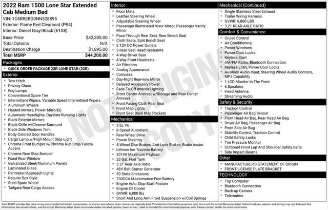 2022 RAM 1500 Lone Star Quad Cab 4x2 64 Box