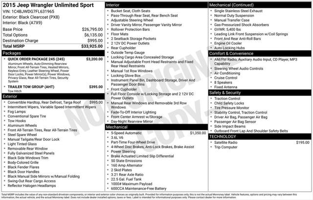 2015 Jeep Wrangler Unlimited Sport