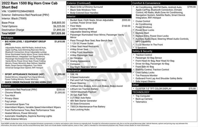 2022 RAM 1500 Big Horn Crew Cab 4x4 57 Box