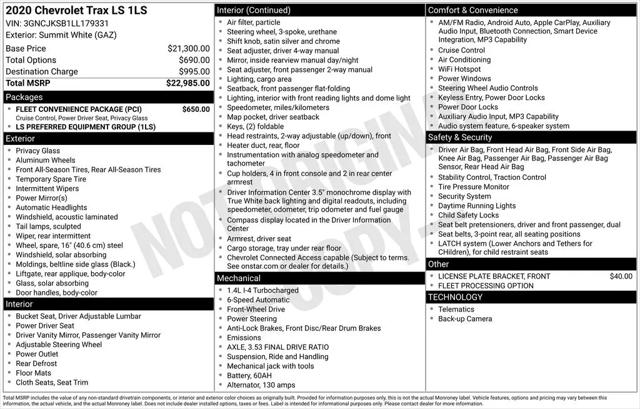 2020 Chevrolet Trax FWD LS
