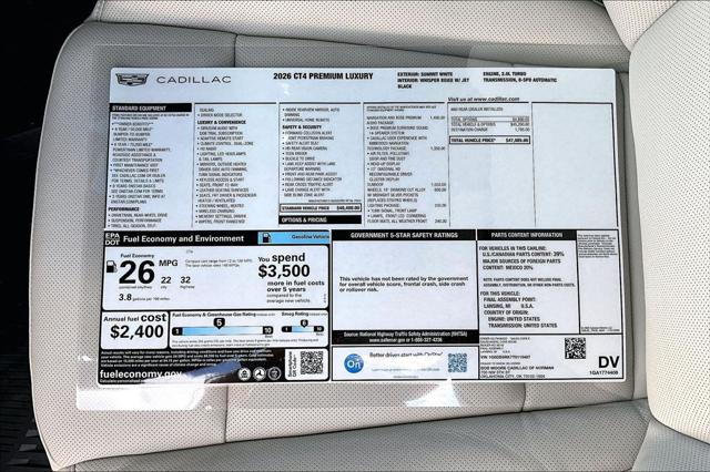 2026 Cadillac CT4 Premium Luxury RWD