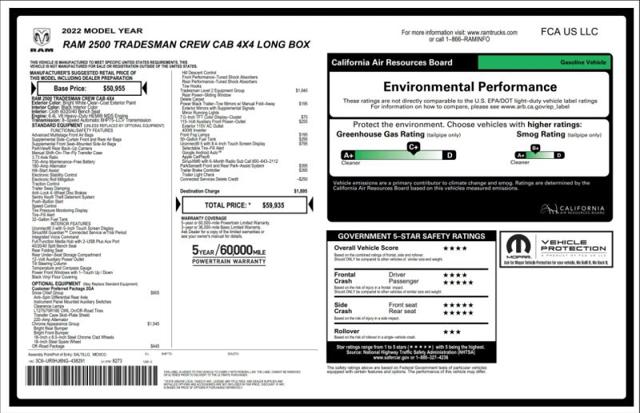 2022 Ram 2500 Tradesman Crew Cab 4x4 8' Box