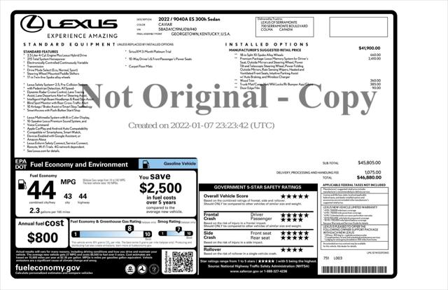 2022 Lexus ES 300h ES 300h w/ Premium Package