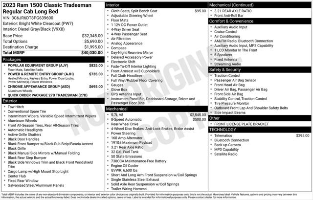 2023 Ram 1500 Classic Tradesman Regular Cab 4x2 8' Box