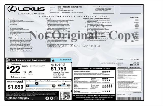 2021 Lexus RX 350 Unknown