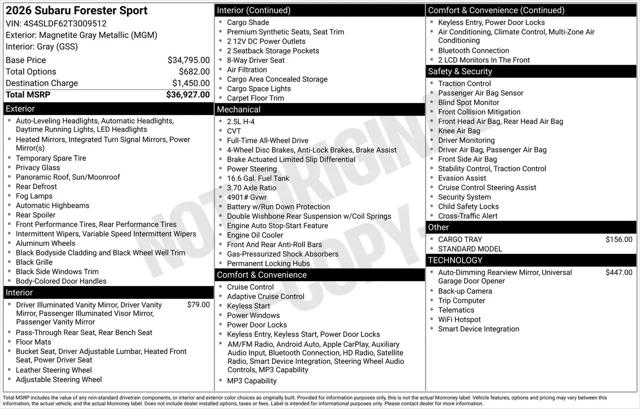 2026 Subaru Forester Sport