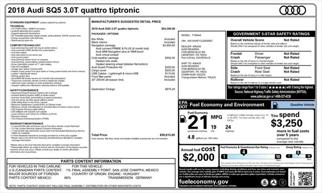 2018 Audi SQ5 3.0T Premium Plus