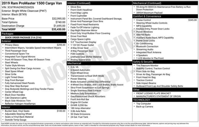 2019 Ram ProMaster Cargo Van Low Roof 136" WB for sale in Cincinnati, OH