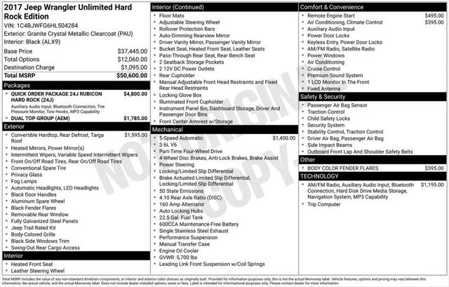 2017 Jeep Wrangler Unlimited Rubicon Hard Rock 4x4