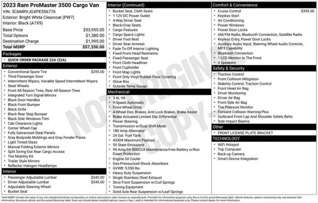 2023 Ram ProMaster Cargo Van High Roof 159" WB EXT