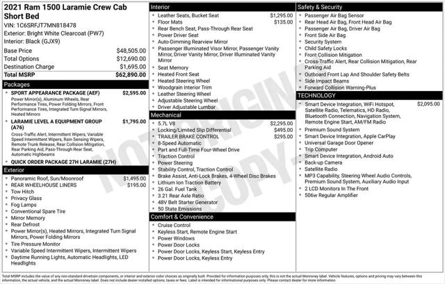 2021 Ram 1500 Laramie Crew Cab 4x4 5'7" Box