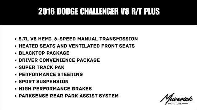 2016 Dodge Challenger R/T Plus