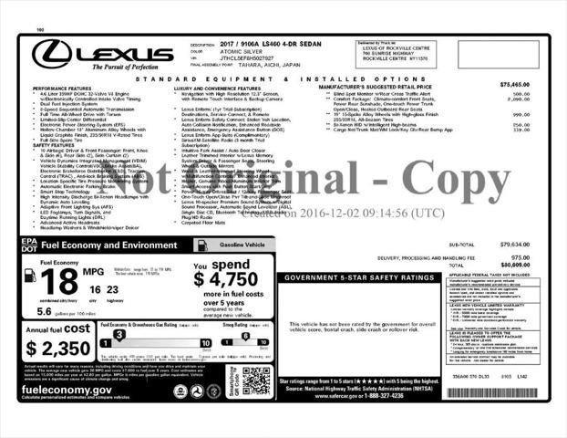 2017 Lexus LS 460 LS 460