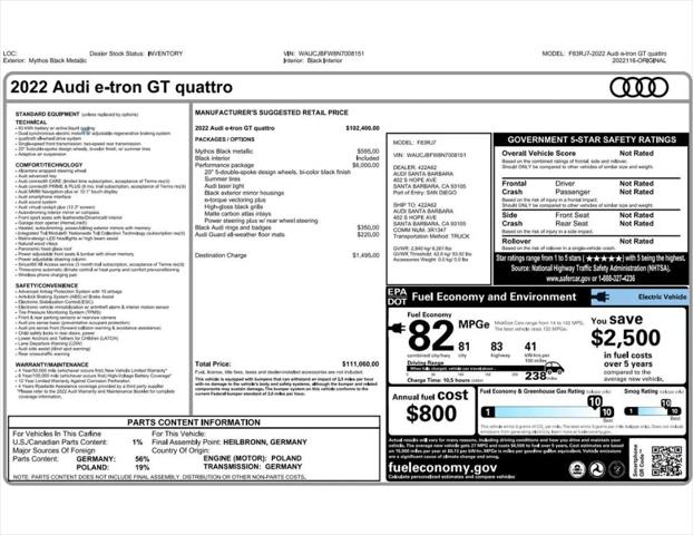 2022 Audi e-tron GT Premium Plus quattro