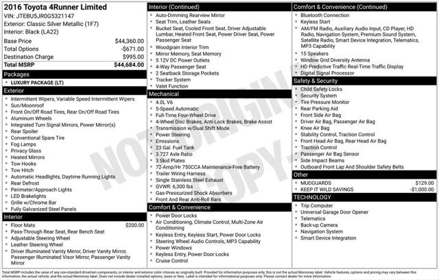 2016 Toyota 4Runner Limited