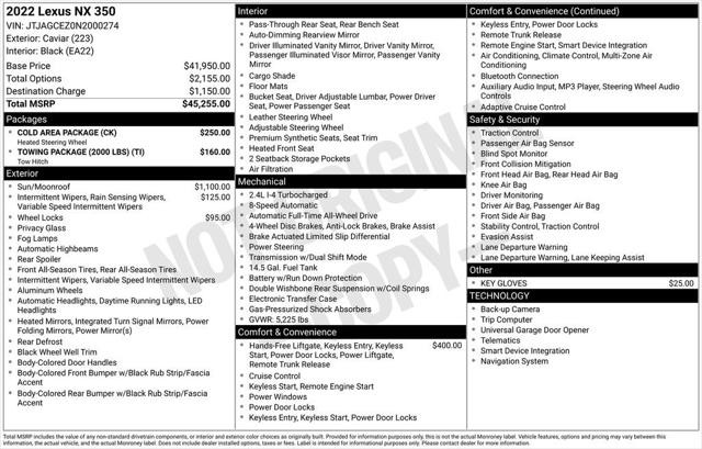 2022 Lexus NX 350 350 Base