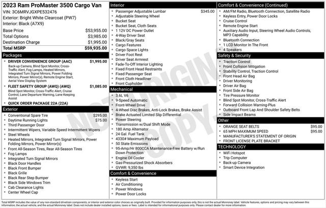 2023 Ram ProMaster Cargo Van High Roof 159" WB EXT