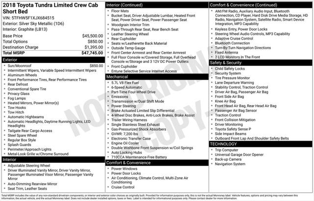 2018 Toyota Tundra Limited 5.7L V8