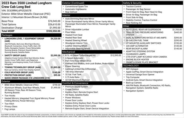 2023 Ram 3500 Limited Longhorn Crew Cab 4x4 8' Box