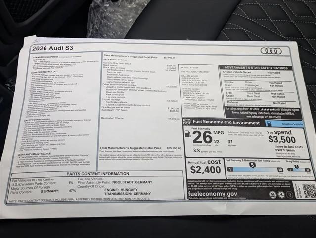 2026 Audi S3 TFSI quattro S tronic
