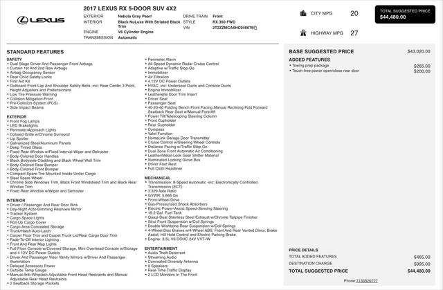 2017 Lexus RX 350 RX 350
