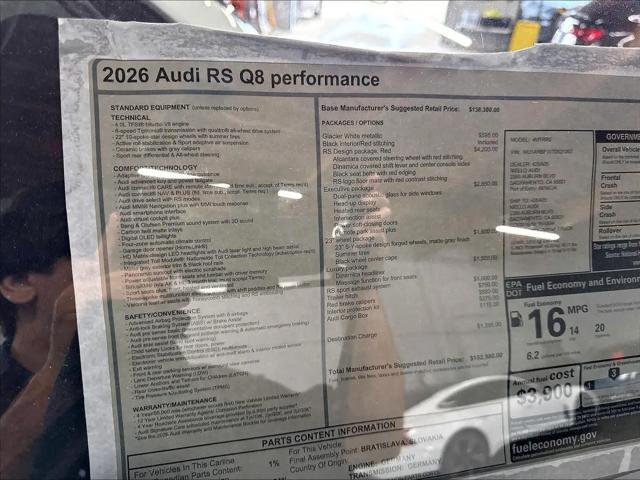 2026 Audi RS Q8 performance quattro tiptronic