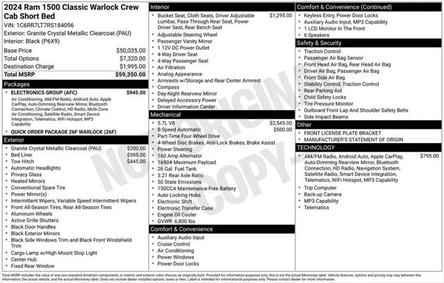 2024 Ram 1500 Classic Warlock Crew Cab 4x4 5'7" Box