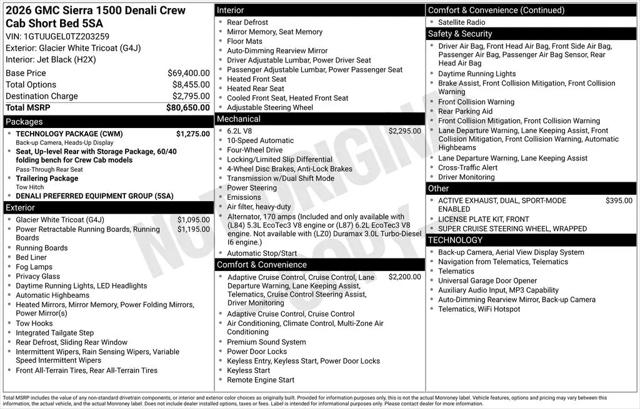 2026 GMC Sierra 1500 Crew Cab, Short Bed, Denali, 4WD