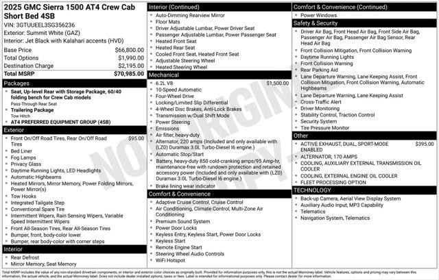 2025 GMC Sierra 1500 4WD Crew Cab Short Box AT4