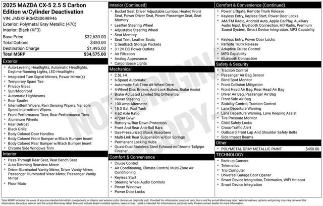 2025 Mazda CX-5 2.5 S Carbon Edition