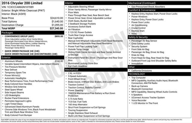 2016 Chrysler 200 Limited