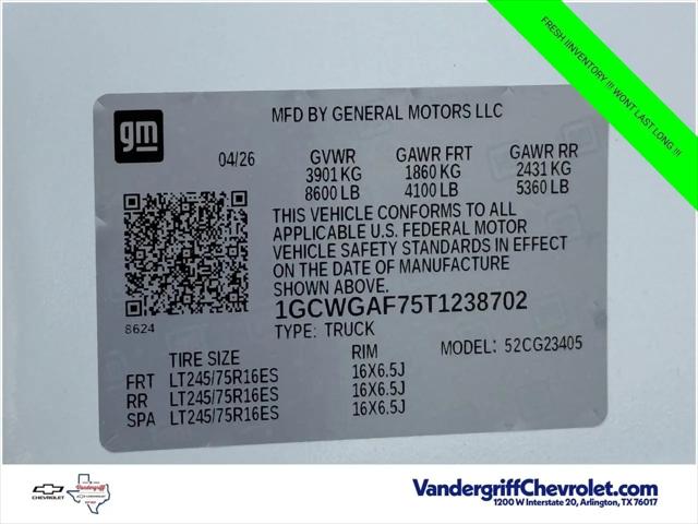 2026 Chevrolet Express Cargo Van 2500 Regular Wheelbase, WT, RWD