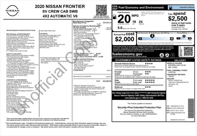 2020 Nissan Frontier Crew Cab SV 4x2