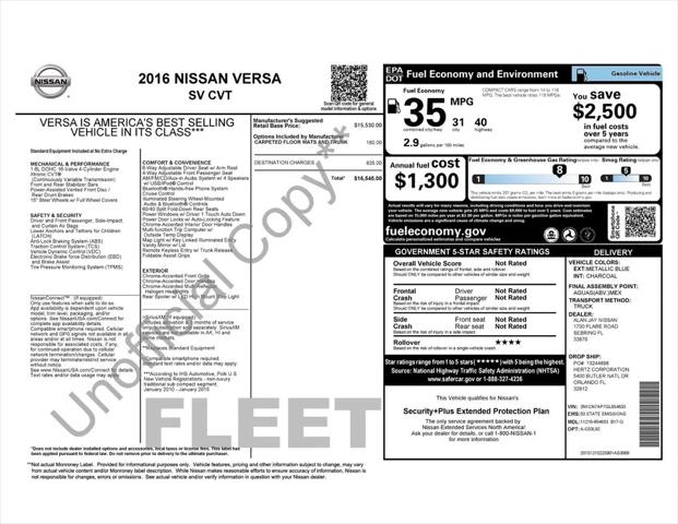 2016 Nissan Versa 1.6 SV