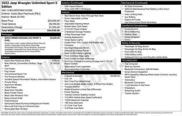 2022 Jeep Wrangler Unlimited Sport S 4x4