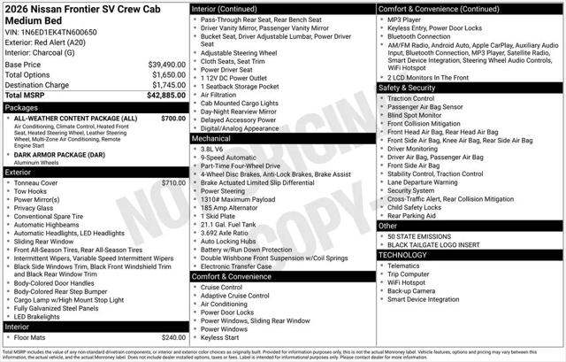 2026 Nissan Frontier Crew Cab SV 4x4