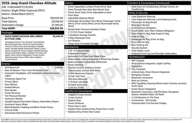 2026 Jeep Grand Cherokee Altitude 4x4