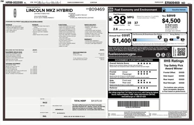 2014 Lincoln MKZ Hybrid Hybrid
