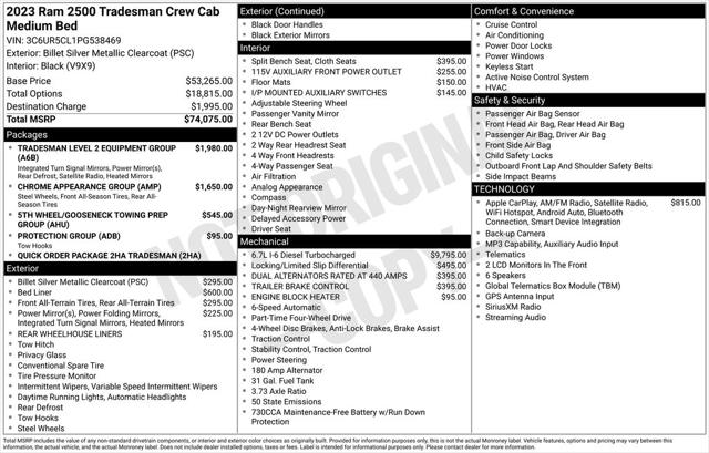 2023 RAM 2500 Tradesman Crew Cab 4x4 64 Box 2023 RAM 2500 Tradesman Crew Cab 4x4 64 Box