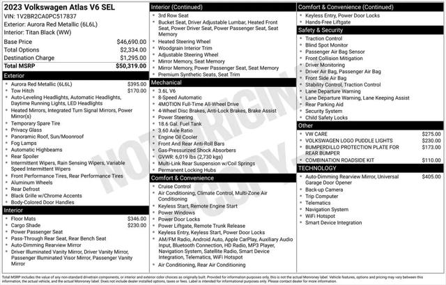 2023 Volkswagen Atlas 3.6L V6 SEL