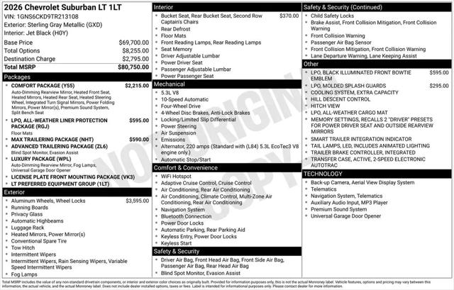 2026 Chevrolet Suburban LT, 4WD