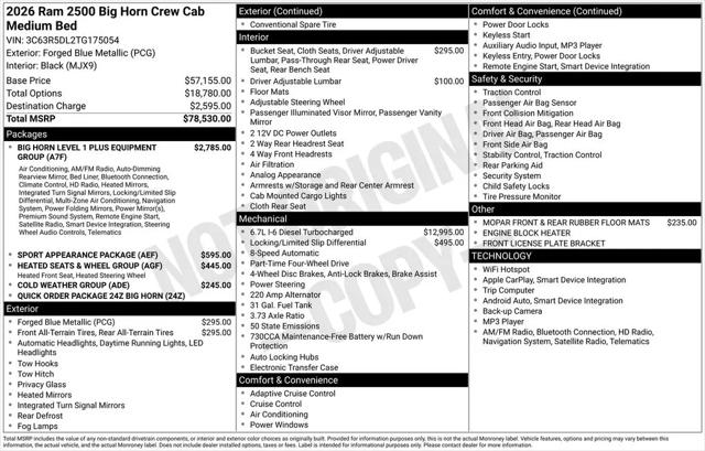 2026 Ram 2500 Big Horn Crew Cab 4x4 6'4" Box