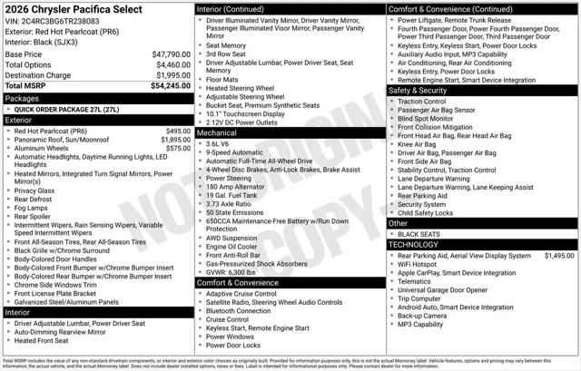 2026 Chrysler Pacifica Select AWD