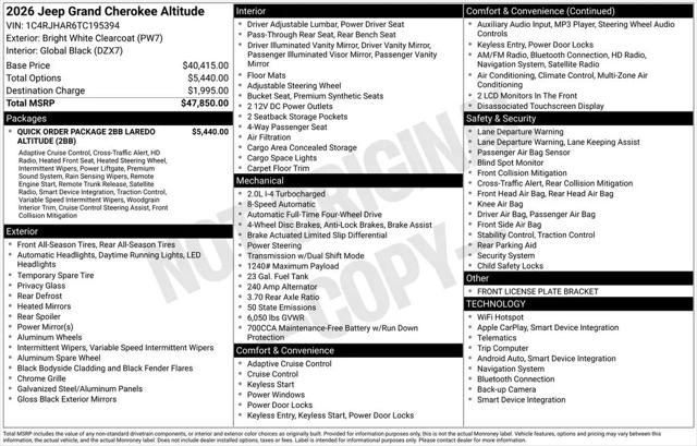 2026 Jeep Grand Cherokee Altitude 4x4