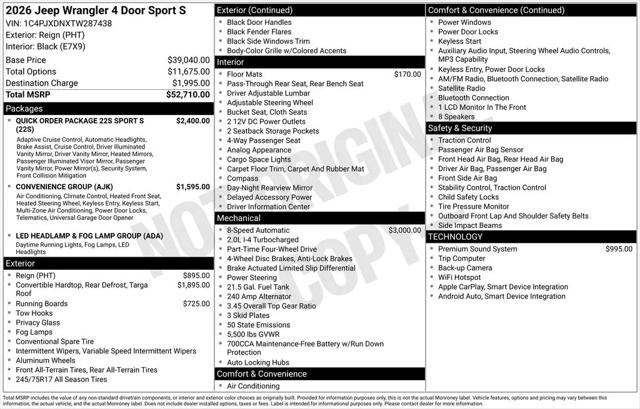 2026 Jeep Wrangler Sport S